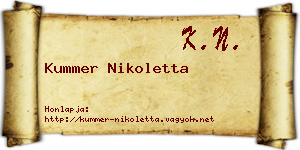 Kummer Nikoletta névjegykártya